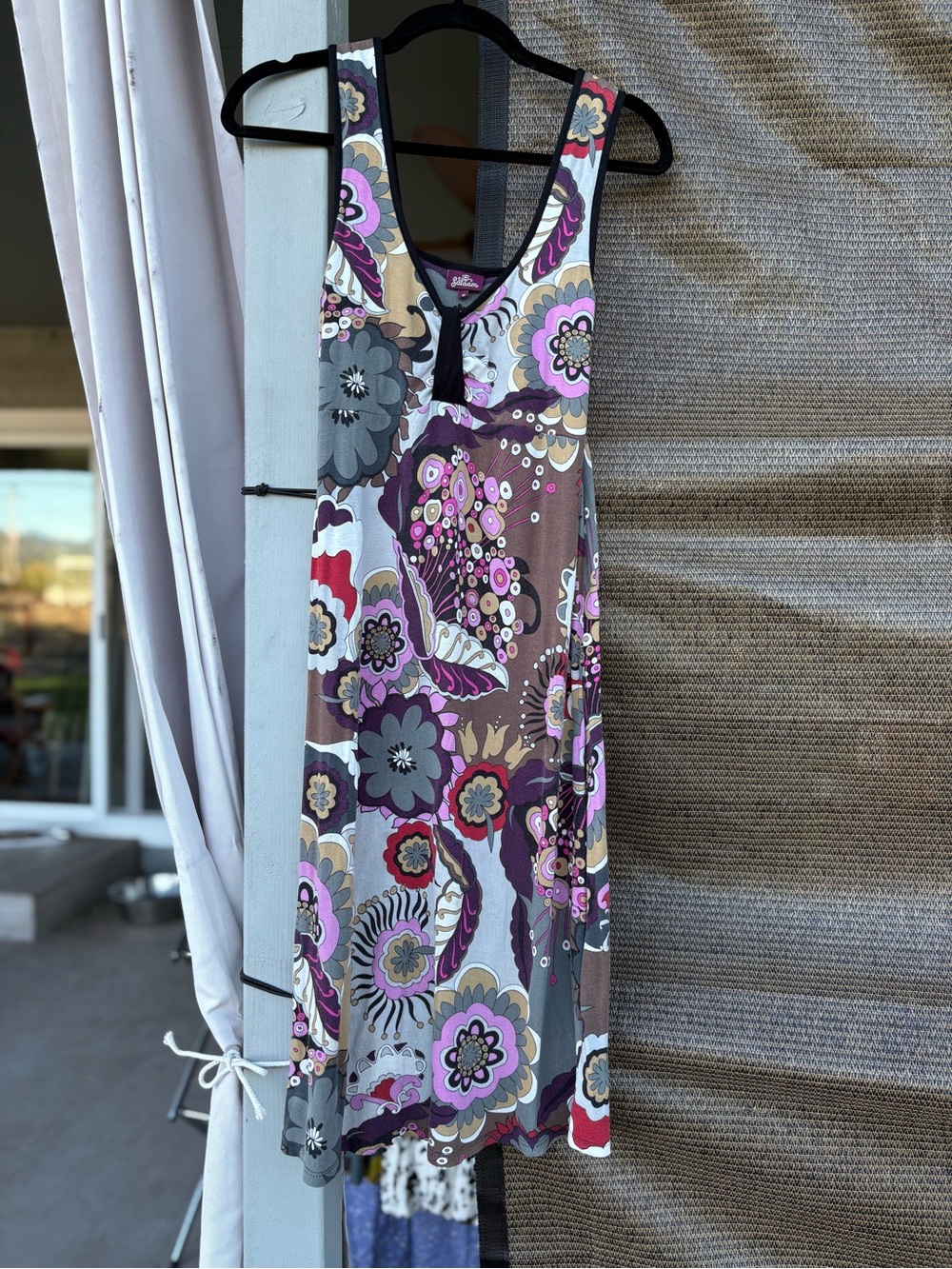 Sleeveless Floral Mini Dress in Pink & Gray